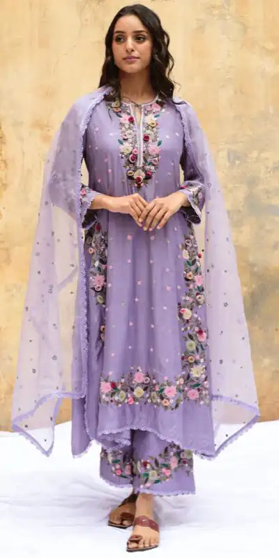NSR 862 Lavender Faux Georgette Slawar Suit with Embroidery Work & Lace Work. Introductory Price ₹2149. Delivery 4-6 Working Days. Shop now. | Casual Suits, Jump Suits, Tops & Bottoms, Track Suits, Trendy Wear, Creative suits, Designer Suits, Palazzo Suits, Party Wear Suits, Patiala Suits, Salwar suit, Straight Suits