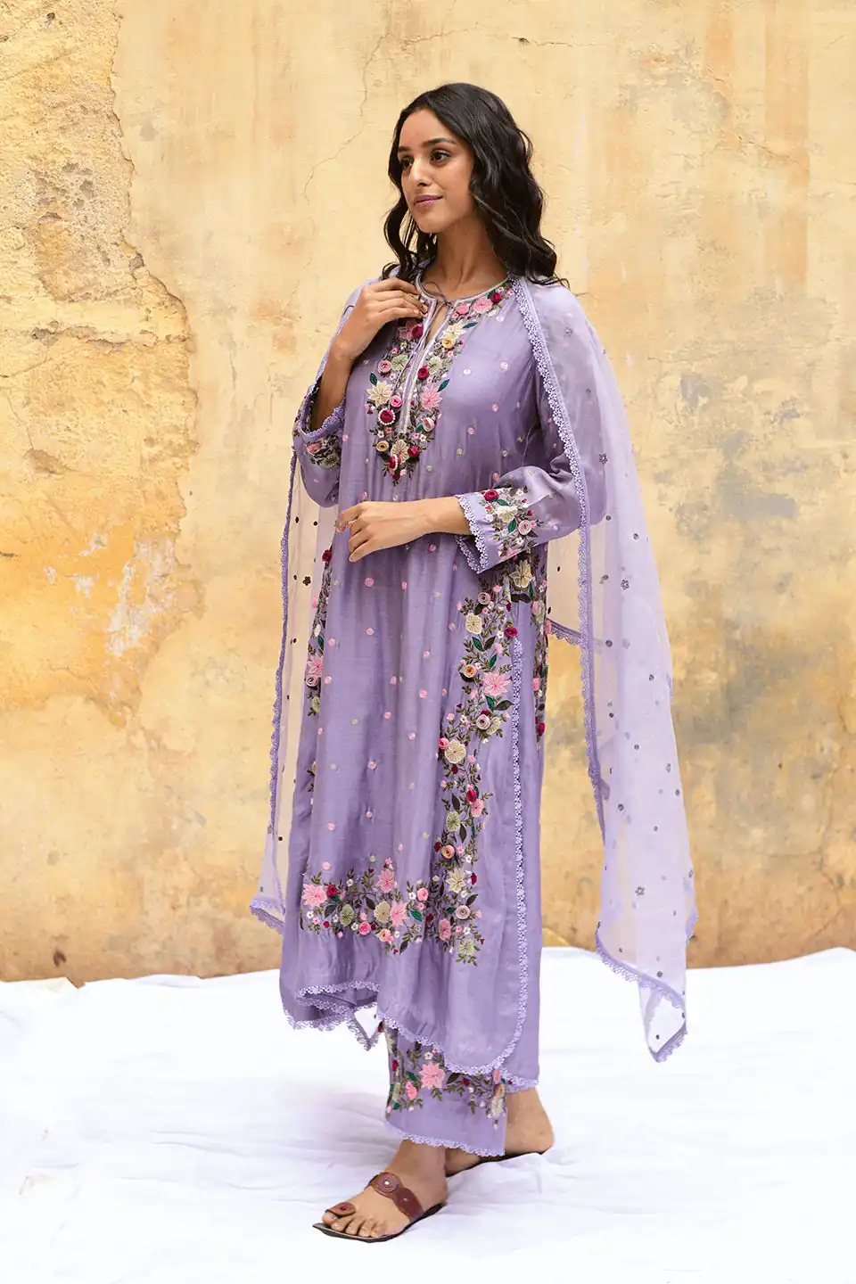 NSR 862 Lavender Faux Georgette Slawar Suit with Embroidery Work & Lace Work. Introductory Price ₹2149. Delivery 4-6 Working Days. Shop now. | Casual Suits, Jump Suits, Tops & Bottoms, Track Suits, Trendy Wear, Creative suits, Designer Suits, Palazzo Suits, Party Wear Suits, Patiala Suits, Salwar suit, Straight Suits