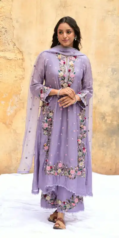 NSR 862 Lavender Faux Georgette Slawar Suit with Embroidery Work & Lace Work. Introductory Price ₹2149. Delivery 4-6 Working Days. Shop now. | Casual Suits, Jump Suits, Tops & Bottoms, Track Suits, Trendy Wear, Creative suits, Designer Suits, Palazzo Suits, Party Wear Suits, Patiala Suits, Salwar suit, Straight Suits