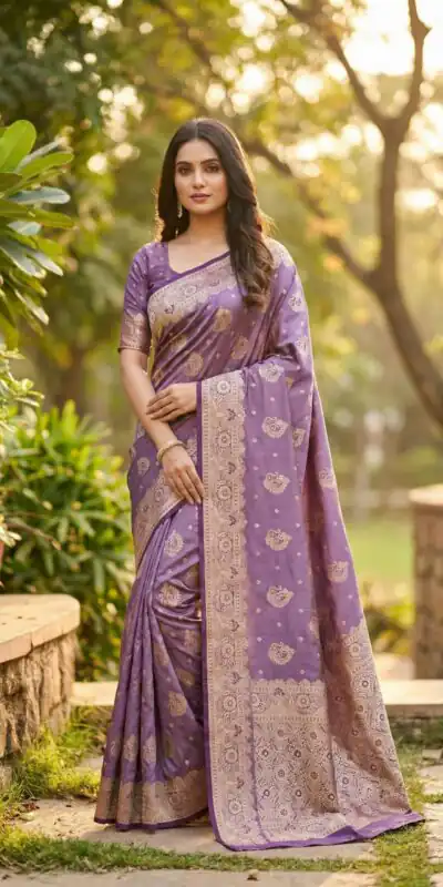 MB 9 Lavender Color Satin Silk Saree with Lace Work & Zari Work. Exclusive Offer ₹2149. Delivery 4-6 Working Days. Shop now. | Creative Sarees, Embroidered Sarees, Bollywood Sarees, Designer Sarees, Ethnic Saree, Modern Digital sarees, Party Wear Sarees, Sarees