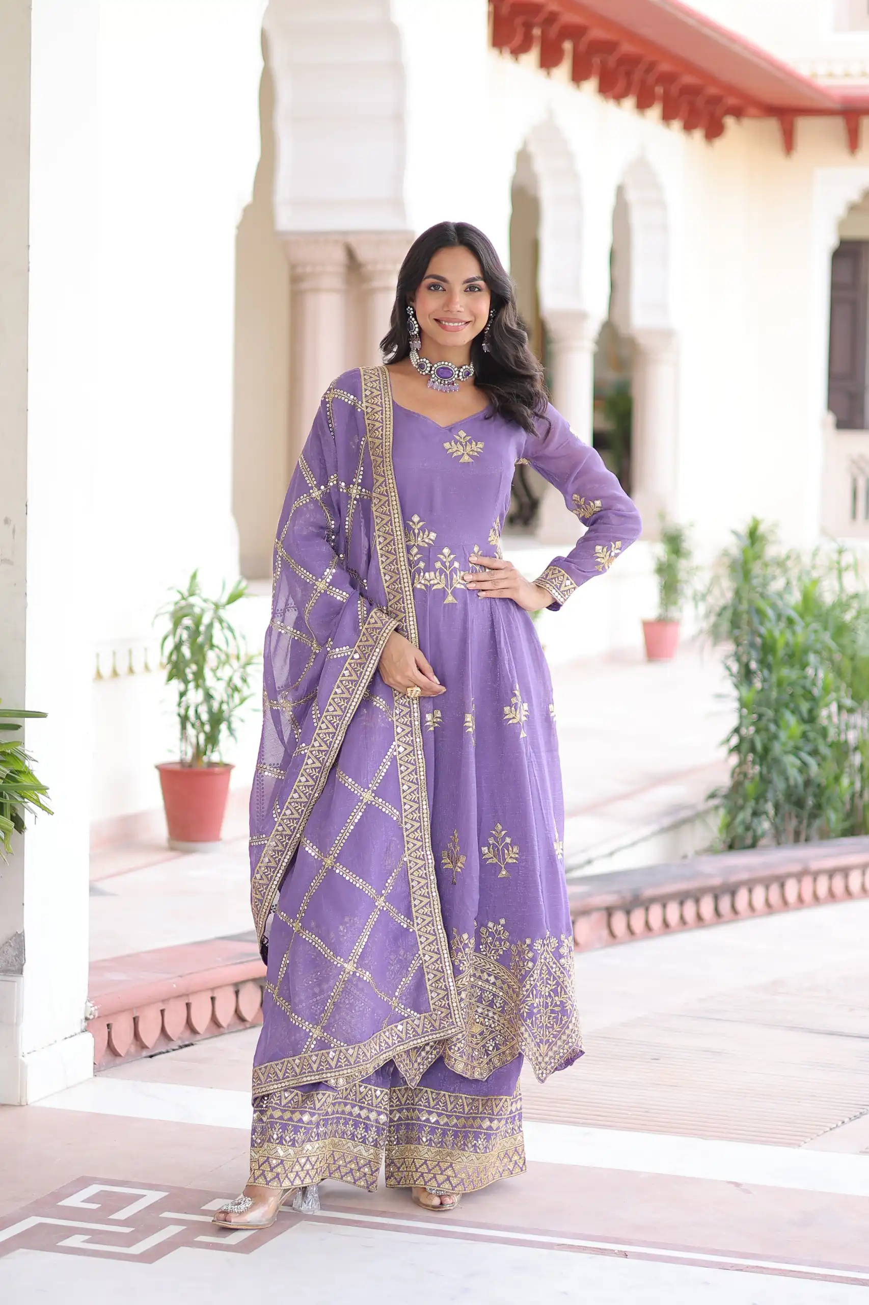 KA 1212 Lavender in Silver Crunchy Sequins Work & Embroidery Work Gown . Now at just ₹3199. Delivery 4-6 Working Days. Shop now. | Bollywood Gowns, Creative Gowns, Designer Gowns, Embroidered Gowns, Gowns, Party Wear Gowns