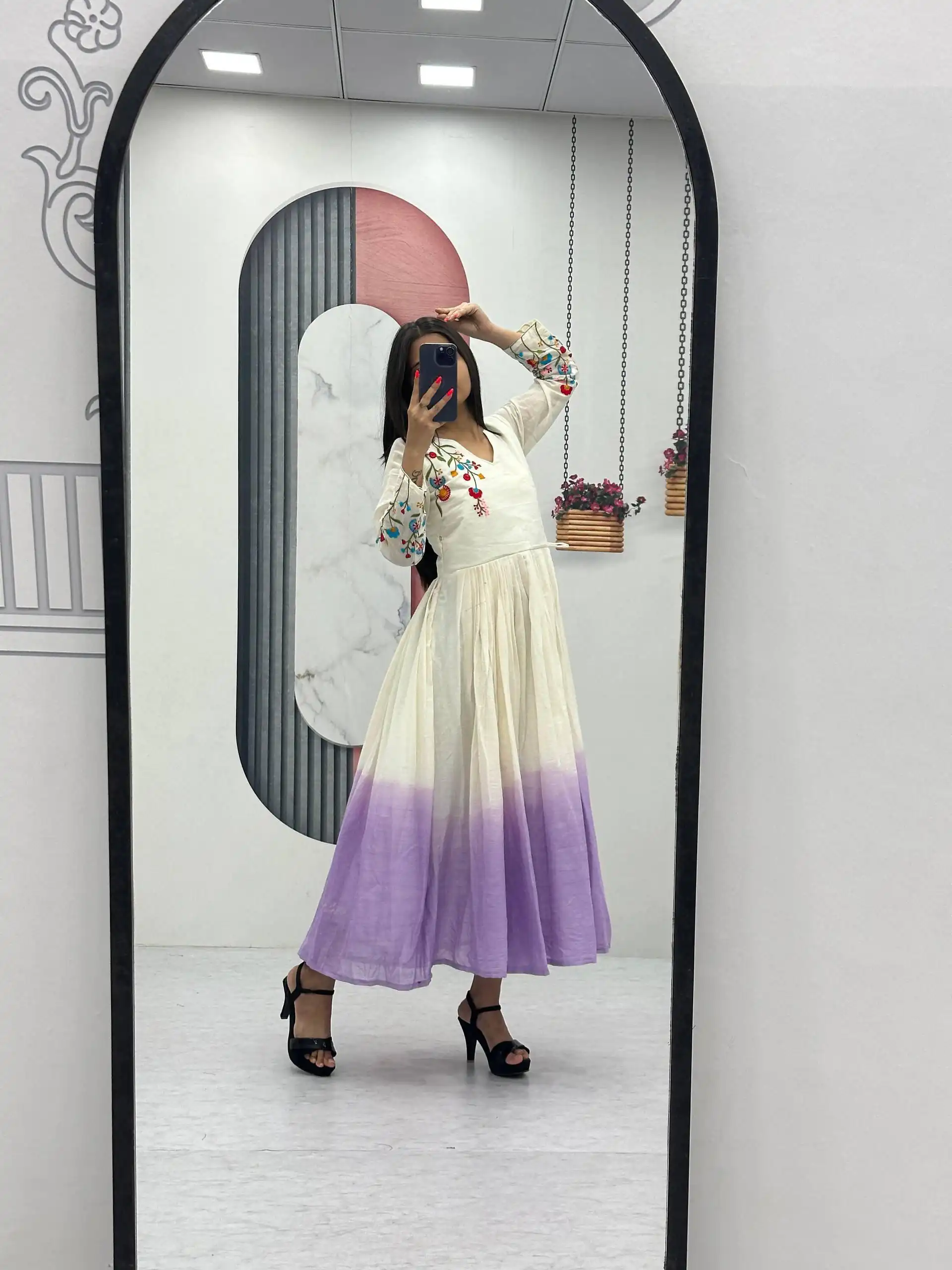 PC 526 Lavender Soft Cotton Gown with Embroidery Work. Wedding, Party, Festive, Events, Best Price ₹1749. Delivery 4-6 Working Days. Shop now. | Bollywood Gowns, Creative Gowns, Designer Gowns, Embroidered Gowns, Gowns, Party Wear Gowns