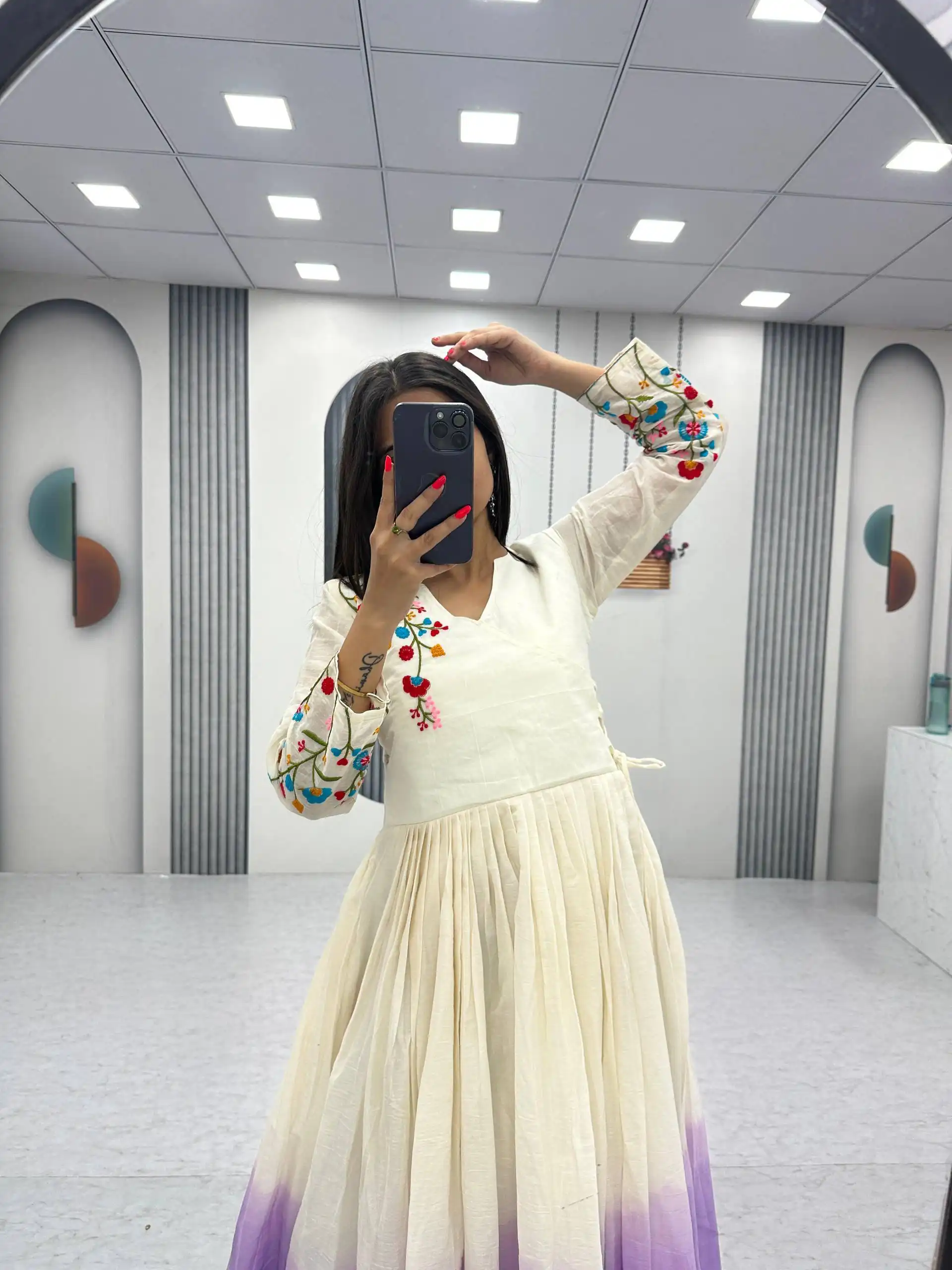 PC 526 Lavender Soft Cotton Gown with Embroidery Work. Wedding, Party, Festive, Events, Best Price ₹1749. Delivery 4-6 Working Days. Shop now. | Bollywood Gowns, Creative Gowns, Designer Gowns, Embroidered Gowns, Gowns, Party Wear Gowns