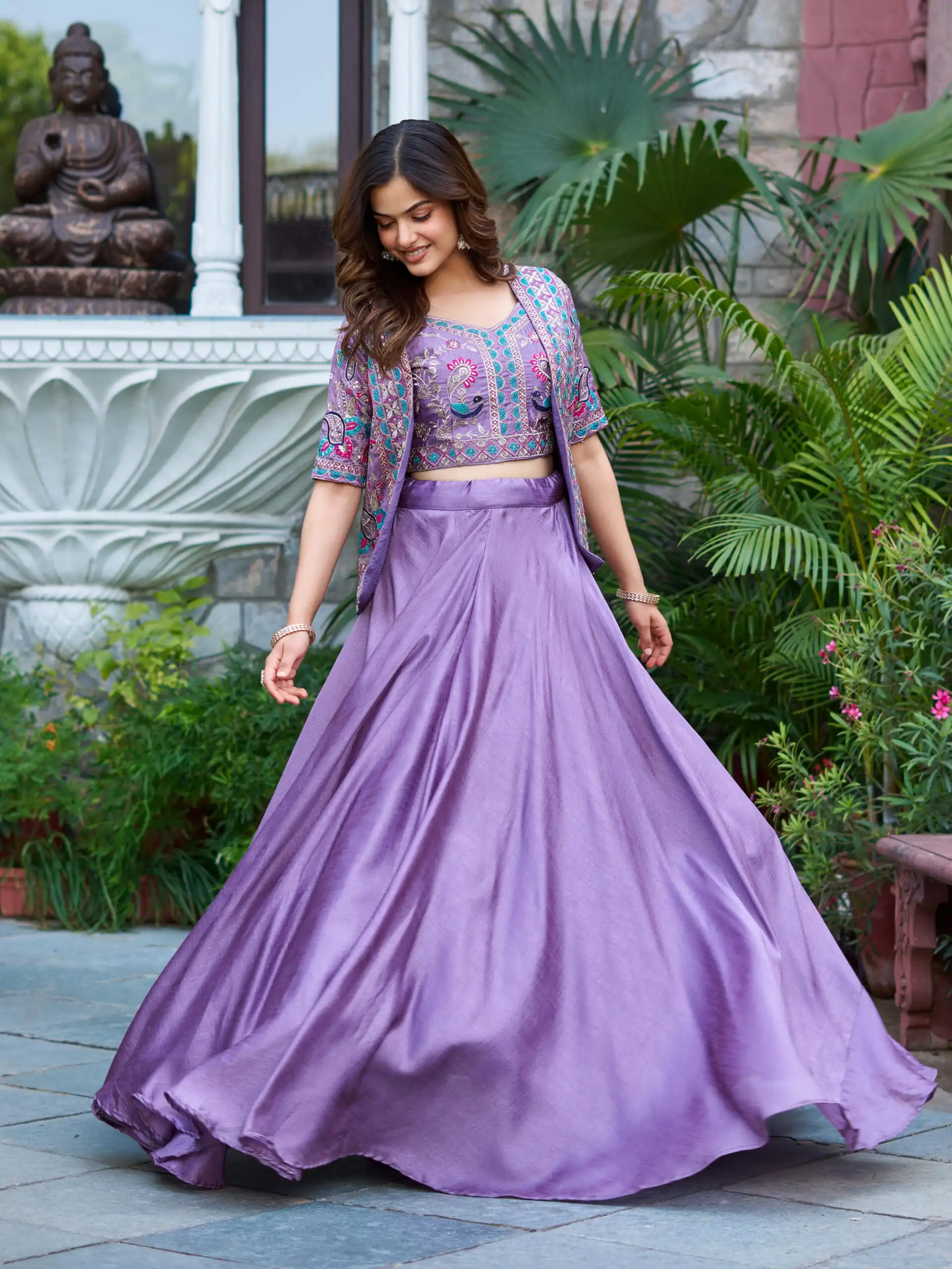 Ram 142 Lavender Vichitra Lehenga Choli with Embroidery Work & Thread Embroidery. Introductory Price ₹2549. Delivery 4-6 Working Days. Shop now. | Bollywood Lehenga, Creative Lehenga, Designer Lehenga, Embroidered Lehenga, Lehenga, Party Wear Lehenga