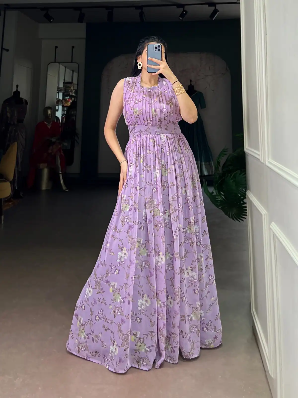YNF 5200 Lavender Color Weightless Marbal Gown with Designer Work. Available at ₹1649 only. Delivery 4-6 Working Days. Shop now. | Bollywood Gowns, Creative Gowns, Designer Gowns, Embroidered Gowns, Gowns, Party Wear Gowns