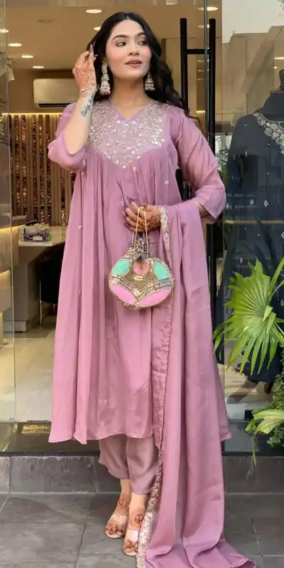 MF 818 Light Lavender Color Cotton Silk Salwar Suit with Mirror Work. Introductory Price ₹1699. Delivery 4-6 Working Days. Shop now. | Casual Suits, Jump Suits, Creative suits, Designer Suits, Palazzo Suits, Party Wear Suits, Patiala Suits, Salwar suit, Straight Suits