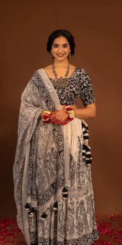 PC 440 Light Peach in Cotton Kalamkari Print Lehenga Choli . Available at ₹2149 only. Delivery 4-6 Working Days. Shop now. | Bollywood Lehenga, Creative Lehenga, Designer Lehenga, Embroidered Lehenga, Lehenga, Party Wear Lehenga