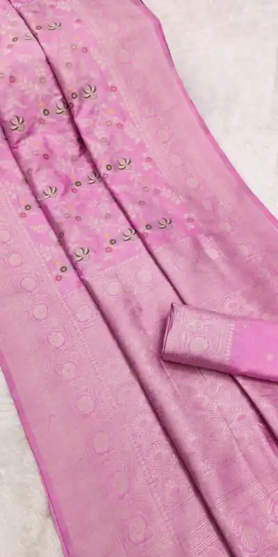 MB 113 Light Pink Khaddi Pashmina Saree with Lace Work & Zari Work. Introductory Price ₹1949. Delivery 4-6 Working Days. Shop now. | Creative Sarees, Embroidered Sarees, Bollywood Sarees, Designer Sarees, Ethnic Saree, Modern Digital sarees, Party Wear Sarees, Sarees