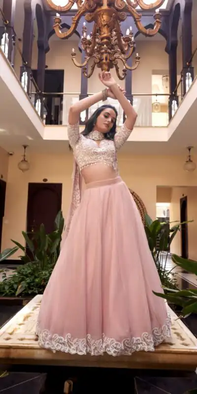 LNB 1439 Light pink Weone Silk Lehenga Choli Perfect for Wedding, Party, Diwali, Ganesh Chaturthi, Bridal Wear – . Now at just ₹3599. Delivery 4- | Bollywood Lehenga, Creative Lehenga, Designer Lehenga, Embroidered Lehenga, Lehenga, Party Wear Lehenga
