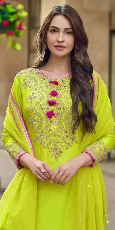 ST 233 Lime Yellow in Color Embroidery Work Salwar Suit Faux Georgette. Get it for ₹2049. Delivery 4-6 Working Days. Shop now. | Casual Suits, Jump Suits, Tops & Bottoms, Track Suits, Trendy Wear, Creative suits, Designer Suits, Palazzo Suits, Party Wear Suits, Patiala Suits, Salwar suit, Straight Suits