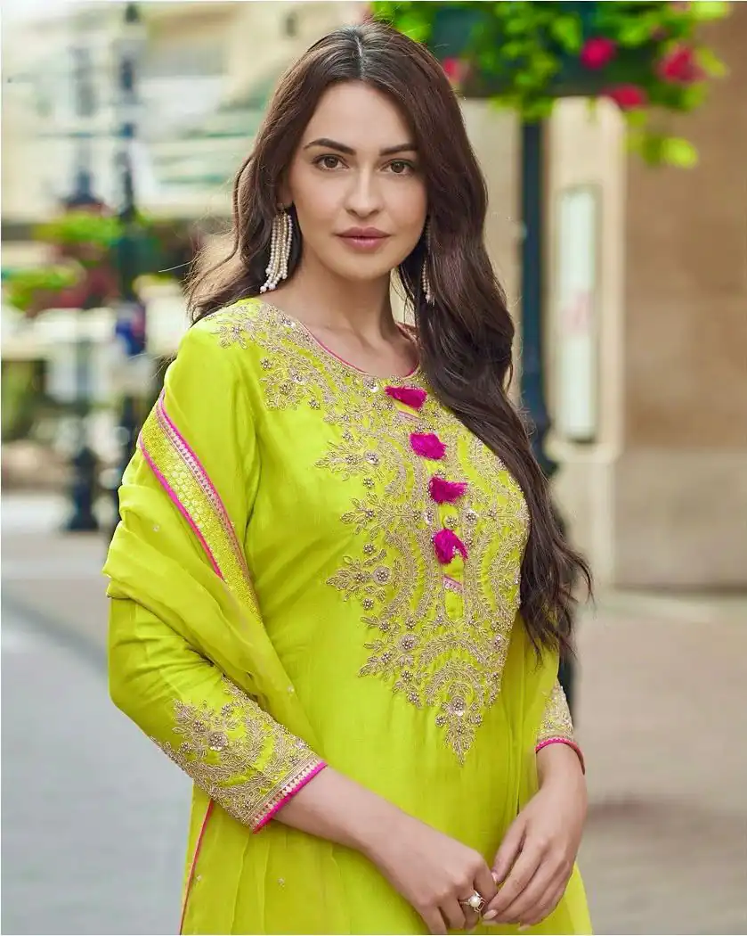 ST 233 Lime Yellow in Color Embroidery Work Salwar Suit Faux Georgette. Get it for ₹2049. Delivery 4-6 Working Days. Shop now. | Casual Suits, Jump Suits, Tops & Bottoms, Track Suits, Trendy Wear, Creative suits, Designer Suits, Palazzo Suits, Party Wear Suits, Patiala Suits, Salwar suit, Straight Suits
