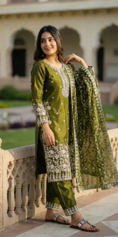 SRK 5320 Mahendi in Organza Silk Embroidery Work & Lace Work Salwar Suit . Available at ₹2399 only. Delivery 4-6 Working Days. Shop now. | Casual Suits, Jump Suits, Tops & Bottoms, Track Suits, Trendy Wear, Creative suits, Designer Suits, Palazzo Suits, Party Wear Suits, Patiala Suits, Salwar suit, Straight Suits