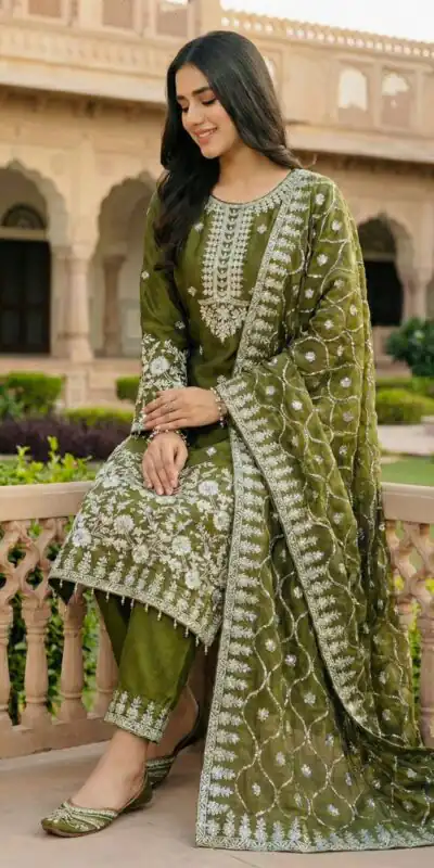 SRK 5320 Mahendi in Organza Silk Embroidery Work & Lace Work Salwar Suit . Available at ₹2399 only. Delivery 4-6 Working Days. Shop now. | Casual Suits, Jump Suits, Tops & Bottoms, Track Suits, Trendy Wear, Creative suits, Designer Suits, Palazzo Suits, Party Wear Suits, Patiala Suits, Salwar suit, Straight Suits