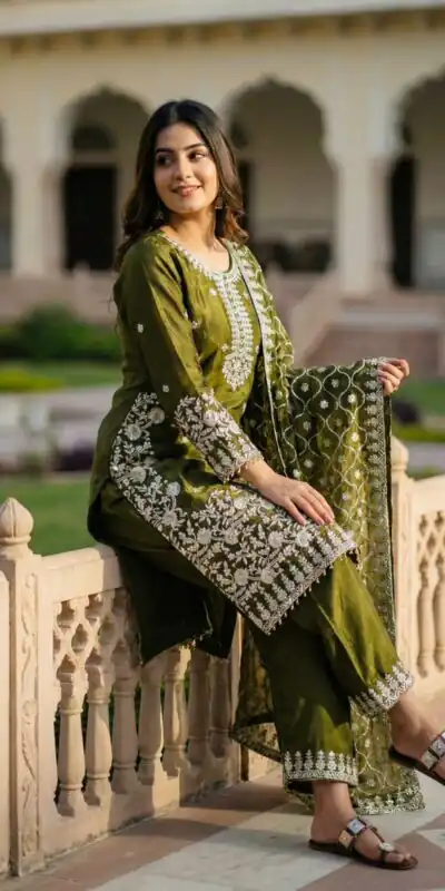 SRK 5320 Mahendi in Organza Silk Embroidery Work & Lace Work Salwar Suit . Available at ₹2399 only. Delivery 4-6 Working Days. Shop now. | Casual Suits, Jump Suits, Tops & Bottoms, Track Suits, Trendy Wear, Creative suits, Designer Suits, Palazzo Suits, Party Wear Suits, Patiala Suits, Salwar suit, Straight Suits