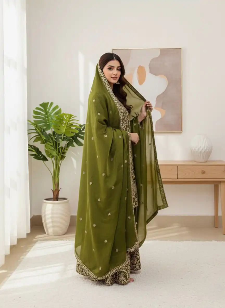 SR 1697 Mahendi Color Organza Silk Salwar Suit with Embroidery Work. Festive Deal ₹2549. Delivery 4-6 Working Days. Shop now. | Casual Suits, Jump Suits, Tops & Bottoms, Track Suits, Trendy Wear, Creative suits, Designer Suits, Palazzo Suits, Party Wear Suits, Patiala Suits, Salwar suit, Straight Suits