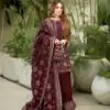 AD 213 Maroon Khajuri Crush Georgette Salwar Suit with Lace Work & Embroidery Work. Festive Deal ₹2649. Delivery 4-6 Working Days. Shop now. | Casual Suits, Jump Suits, Tops & Bottoms, Track Suits, Trendy Wear, Creative suits, Designer Suits, Palazzo Suits, Party Wear Suits, Patiala Suits, Salwar suit, Straight Suits