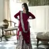 SSR 502 Maroon Faux Georgette Salwar Suit Perfect for Wedding, Party, Onam, Cultural Events, Diwali – . Festive Deal ₹2499. Delivery 4-6 Working Days | Casual Suits, Jump Suits, Tops & Bottoms, Track Suits, Trendy Wear, Creative suits, Designer Suits, Palazzo Suits, Party Wear Suits, Patiala Suits, Salwar suit, Straight Suits