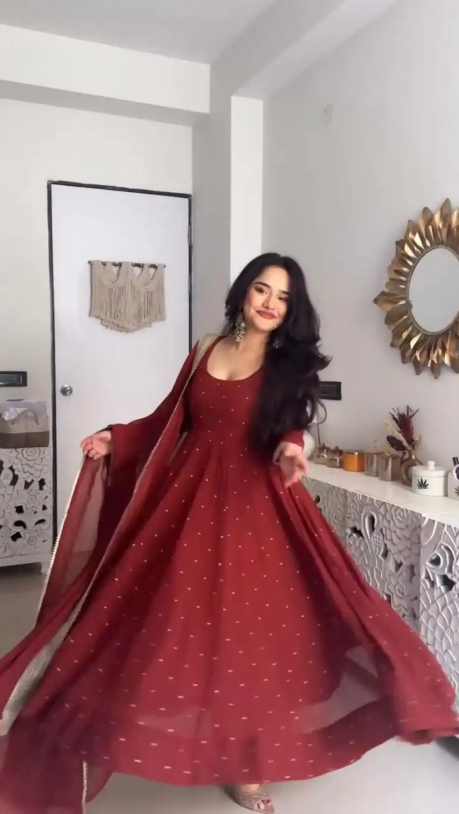 KD 1553 Maroon Faux Georgette Silk Gown with Lace Work. Wedding, Party, Festive, Events Special Price ₹2099. Delivery 4-6 Working Days. Shop now. | Bollywood Gowns, Creative Gowns, Designer Gowns, Embroidered Gowns, Gowns, Party Wear Gowns