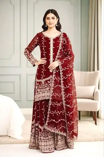 SSR 533 Maroon Color Fendy Silk Salwar Suit with Embroidery Work. Affordable Price ₹2149. Delivery 4-6 Working Days. Shop now. | Casual Suits, Jump Suits, Creative suits, Designer Suits, Palazzo Suits, Party Wear Suits, Patiala Suits, Salwar suit, Straight Suits