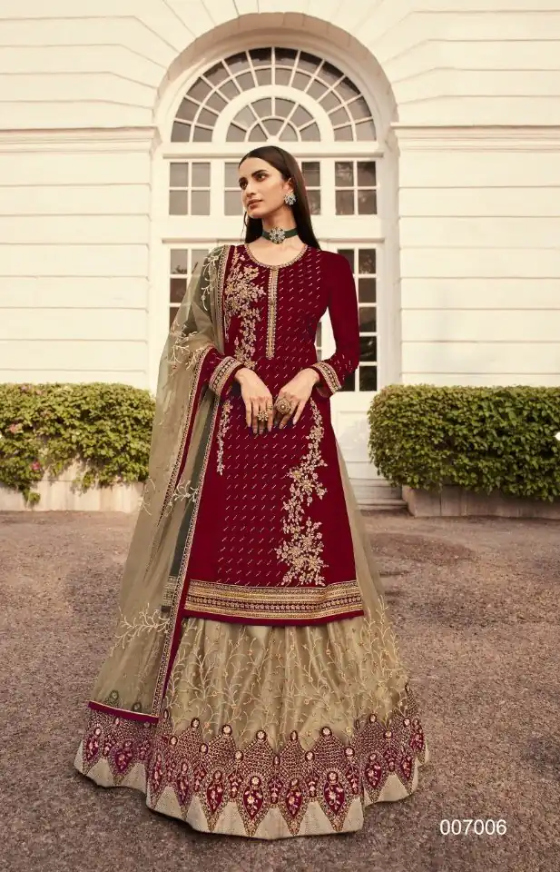 DS LT 7006 Maroon in Georgette Embroidery Work & Stone Work Lehenga Choli . Festive Deal ₹2549. Delivery 4-6 Working Days. Shop now. | Bollywood Lehenga, Creative Lehenga, Designer Lehenga, Embroidered Lehenga, Lehenga, Party Wear Lehenga