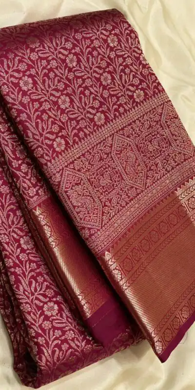 KPR 261 Maroon in Soft Lichi Silk Lace Border & Lace Work Saree . Available at ₹1499 only. Delivery 4-6 Working Days. Shop now. | Creative Sarees, Embroidered Sarees, Bollywood Sarees, Designer Sarees, Ethnic Saree, Modern Digital sarees, Party Wear Sarees, Sarees