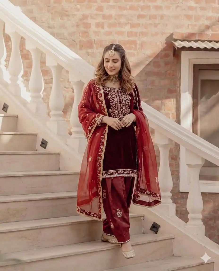 BE 424 Maroon Organza Salwar Suit with Embroidery Work. Wedding, Party, Festive, Events Best Price ₹2049. Delivery 4-6 Working Days. Shop now. | Casual Suits, Jump Suits, Tops & Bottoms, Track Suits, Trendy Wear, Creative suits, Designer Suits, Palazzo Suits, Party Wear Suits, Patiala Suits, Salwar suit, Straight Suits