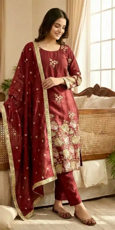 NSR 881 Maroon Organza Poly Silk Salwar Suit with Embroidery Work & Lace Work. Introductory Price ₹209. Delivery 4-6 Working Days. Shop now. | Casual Suits, Jump Suits, Creative suits, Designer Suits, Palazzo Suits, Party Wear Suits, Patiala Suits, Salwar suit, Straight Suits
