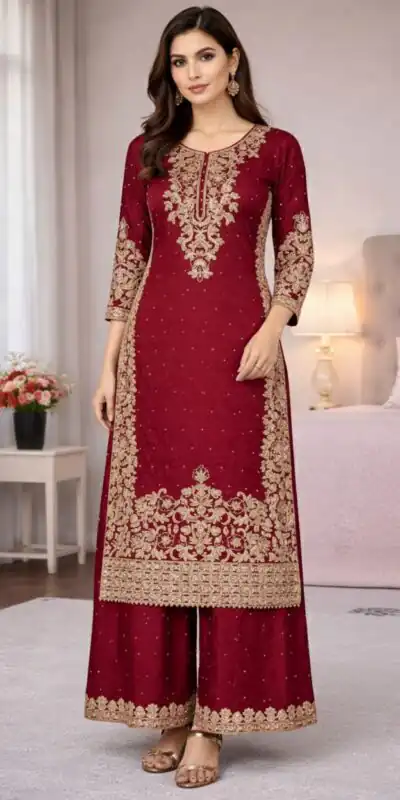 SSR 535 Maroon in Organza Silk Embroidery Work Salwar Suit . Available at ₹2399 only. Delivery 4-6 Working Days. Shop now. | Casual Suits, Jump Suits, Tops & Bottoms, Track Suits, Trendy Wear, Creative suits, Designer Suits, Palazzo Suits, Party Wear Suits, Patiala Suits, Salwar suit, Straight Suits