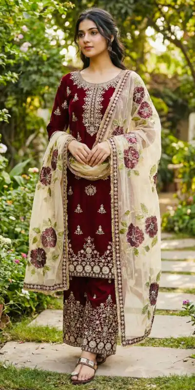 SRK 5318 Maroon in Organza Silk Lace Work & Embroidery Work Salwar Suit . Get it for ₹2399. Delivery 4-6 Working Days. Shop now. | Casual Suits, Jump Suits, Tops & Bottoms, Track Suits, Trendy Wear, Creative suits, Designer Suits, Palazzo Suits, Party Wear Suits, Patiala Suits, Salwar suit, Straight Suits