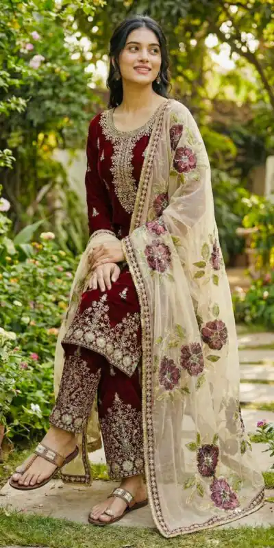 SRK 5318 Maroon in Organza Silk Lace Work & Embroidery Work Salwar Suit . Get it for ₹2399. Delivery 4-6 Working Days. Shop now. | Casual Suits, Jump Suits, Tops & Bottoms, Track Suits, Trendy Wear, Creative suits, Designer Suits, Palazzo Suits, Party Wear Suits, Patiala Suits, Salwar suit, Straight Suits