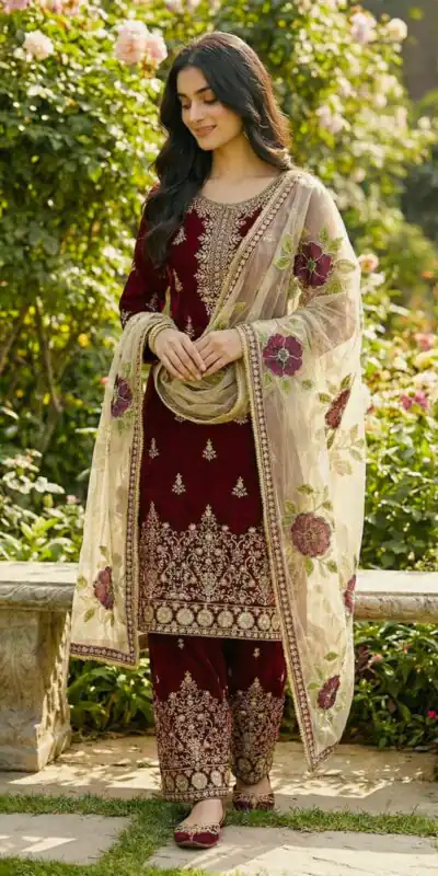 SRK 5318 Maroon in Organza Silk Lace Work & Embroidery Work Salwar Suit . Get it for ₹2399. Delivery 4-6 Working Days. Shop now. | Casual Suits, Jump Suits, Tops & Bottoms, Track Suits, Trendy Wear, Creative suits, Designer Suits, Palazzo Suits, Party Wear Suits, Patiala Suits, Salwar suit, Straight Suits