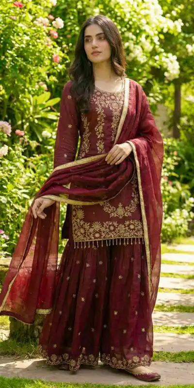 NSR 882 Maroon Organza Silk Salwar Suit Perfect for Wedding, Party, Durga Puja, Bridal Wear, Pooja – . Special Price ₹2099. Delivery 4-6 Working Days | Casual Suits, Jump Suits, Tops & Bottoms, Track Suits, Trendy Wear, Creative suits, Designer Suits, Palazzo Suits, Party Wear Suits, Patiala Suits, Salwar suit, Straight Suits