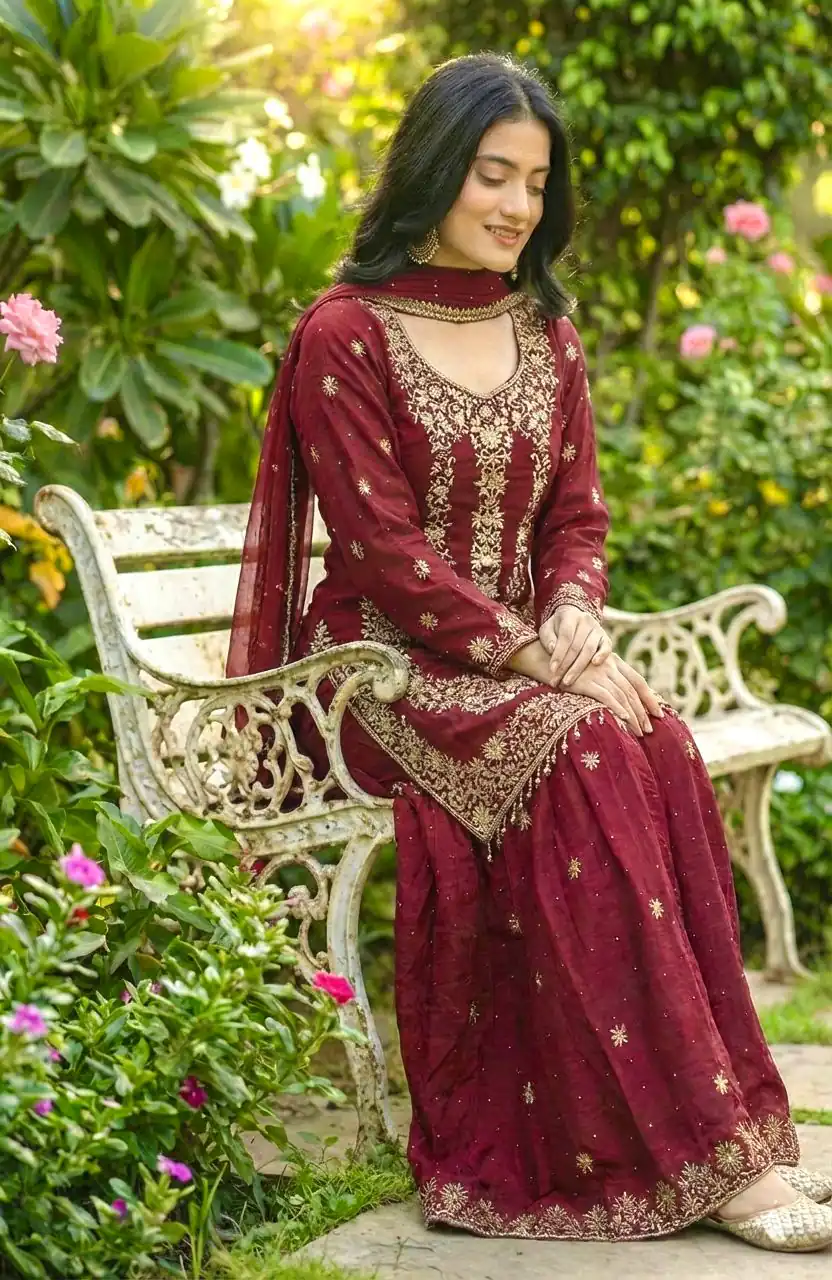 NSR 882 Maroon Organza Silk Salwar Suit Perfect for Wedding, Party, Durga Puja, Bridal Wear, Pooja – . Special Price ₹2099. Delivery 4-6 Working Days | Casual Suits, Jump Suits, Tops & Bottoms, Track Suits, Trendy Wear, Creative suits, Designer Suits, Palazzo Suits, Party Wear Suits, Patiala Suits, Salwar suit, Straight Suits