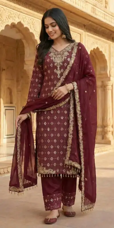 ZSR 3158 Maroon in Organza Silk Lace Work & Embroidery Work Salwar Suit . Get it for ₹2399. Delivery 4-6 Working Days. Shop now. | Casual Suits, Jump Suits, Tops & Bottoms, Track Suits, Trendy Wear, Creative suits, Designer Suits, Palazzo Suits, Party Wear Suits, Patiala Suits, Salwar suit, Straight Suits
