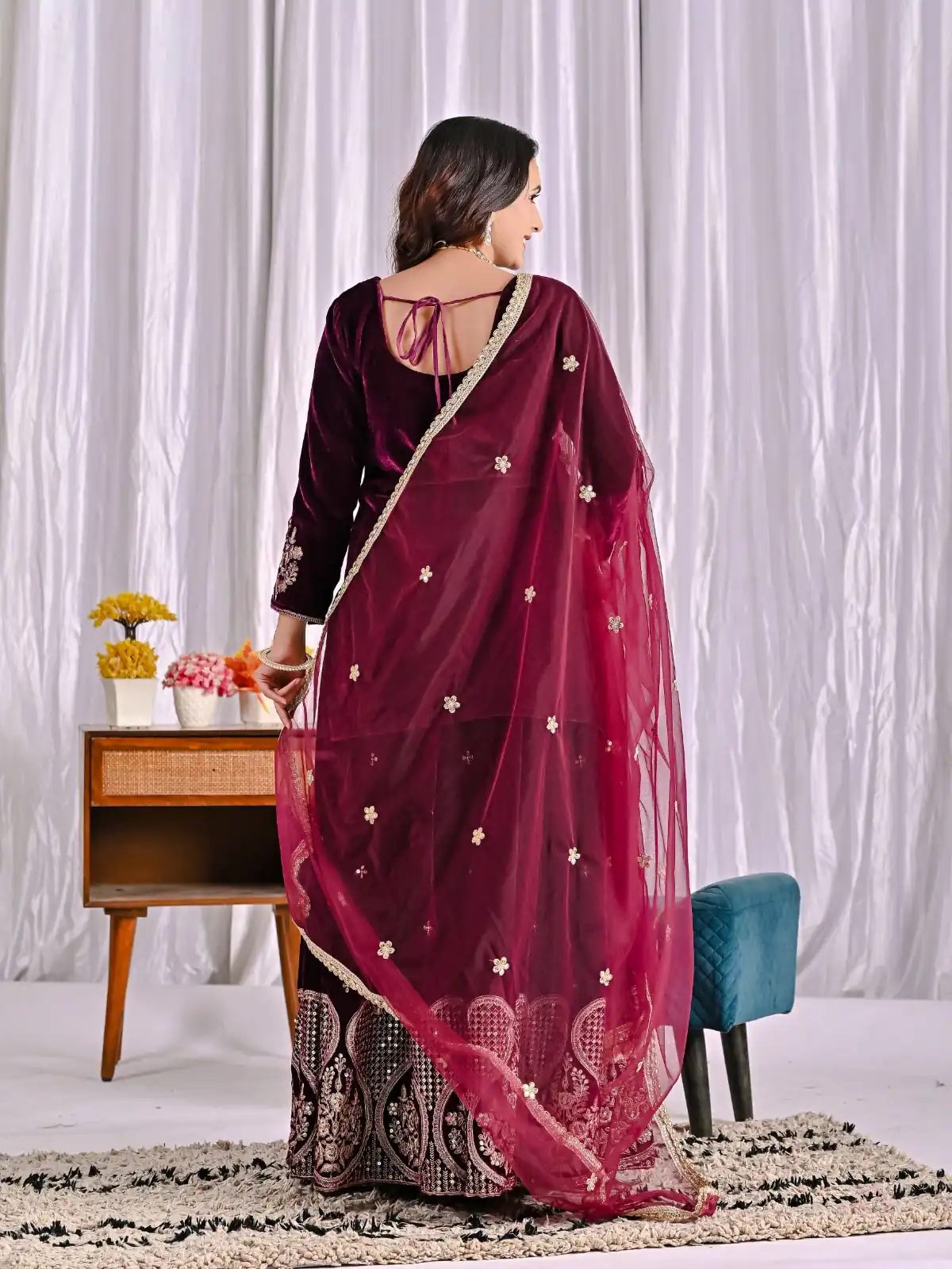 ND 5054 Maroon Embroidery Work Salwar Suit in Maroon Viscous Velvet. Available at ₹2449 only. Delivery 4-6 Working Days. Shop now. | Casual Suits, Jump Suits, Tops & Bottoms, Track Suits, Trendy Wear, Creative suits, Designer Suits, Palazzo Suits, Party Wear Suits, Patiala Suits, Salwar suit, Straight Suits