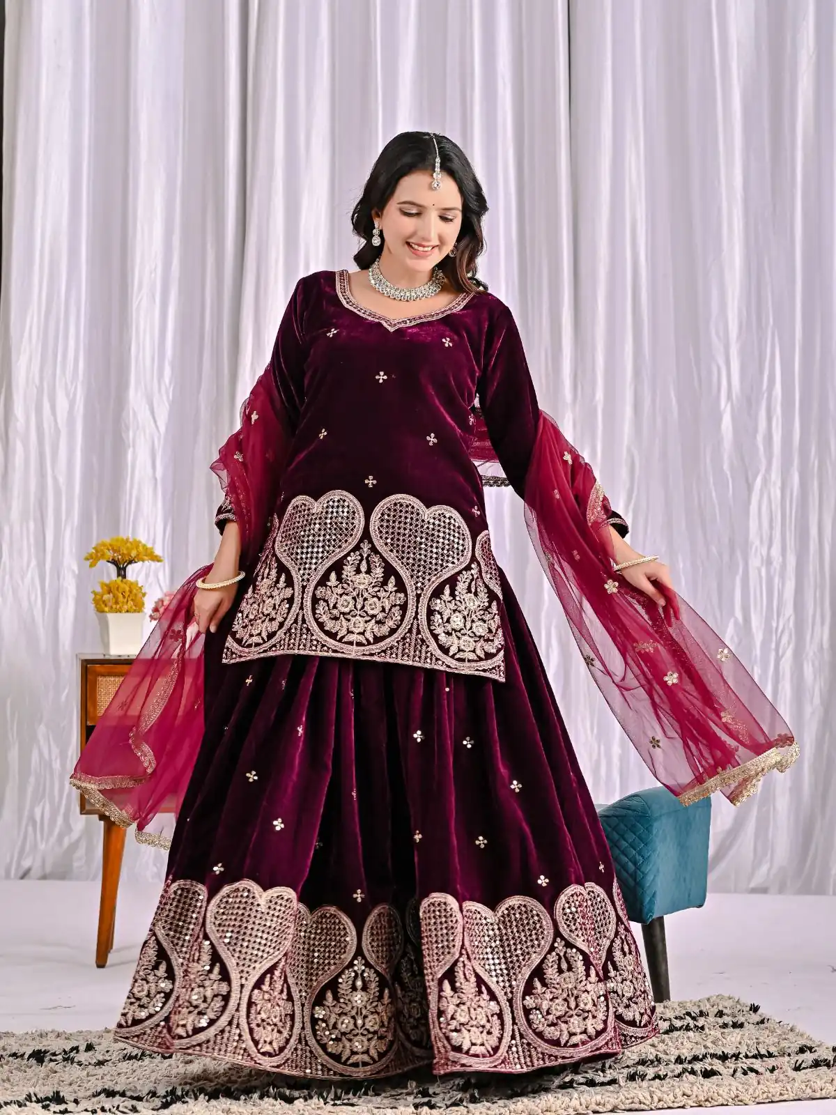 ND 5054 Maroon Embroidery Work Salwar Suit in Maroon Viscous Velvet. Available at ₹2449 only. Delivery 4-6 Working Days. Shop now. | Casual Suits, Jump Suits, Tops & Bottoms, Track Suits, Trendy Wear, Creative suits, Designer Suits, Palazzo Suits, Party Wear Suits, Patiala Suits, Salwar suit, Straight Suits