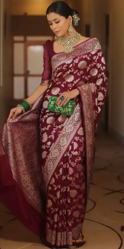 KP 5085 Maroon in Soft Lichi Silk Wedding, Party, Festive, Events Designer Work Saree . Get it for ₹1349. Delivery 4-6 Working Days. Shop now. | Creative Sarees, Embroidered Sarees, Bollywood Sarees, Designer Sarees, Ethnic Saree, Modern Digital sarees, Party Wear Sarees, Sarees