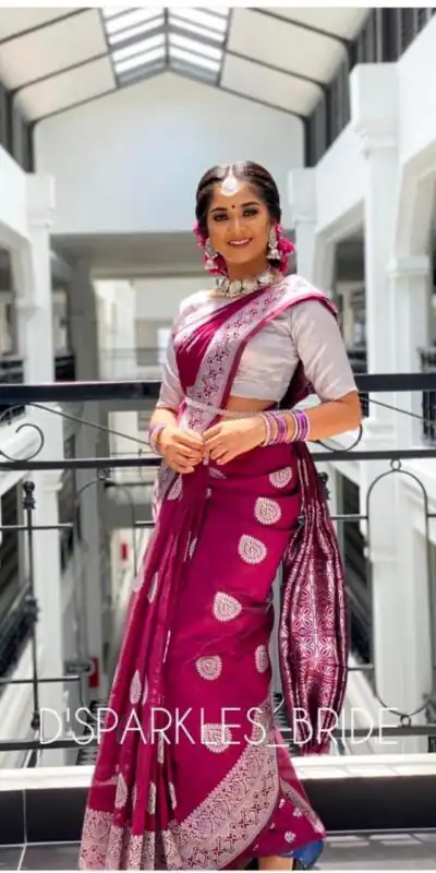 KPR 214 Maroon Soft Lichi Silk Saree Perfect for Wedding, Party, Family Gatherings, Housewarming, Haldi – . Introductory Price ₹1299. Delivery 4-6 Work | Creative Sarees, Embroidered Sarees, Bollywood Sarees, Designer Sarees, Ethnic Saree, Modern Digital sarees, Party Wear Sarees, Sarees