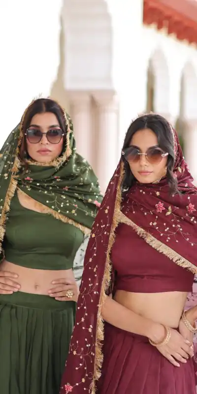 KA 5051 Maroon in Vichitra Silk Embroidery Work & Sequins Work Lehenga Choli . Now at just ₹2499. Delivery 4-6 Working Days. Shop now. | Bollywood Lehenga, Creative Lehenga, Designer Lehenga, Embroidered Lehenga, Lehenga, Party Wear Lehenga