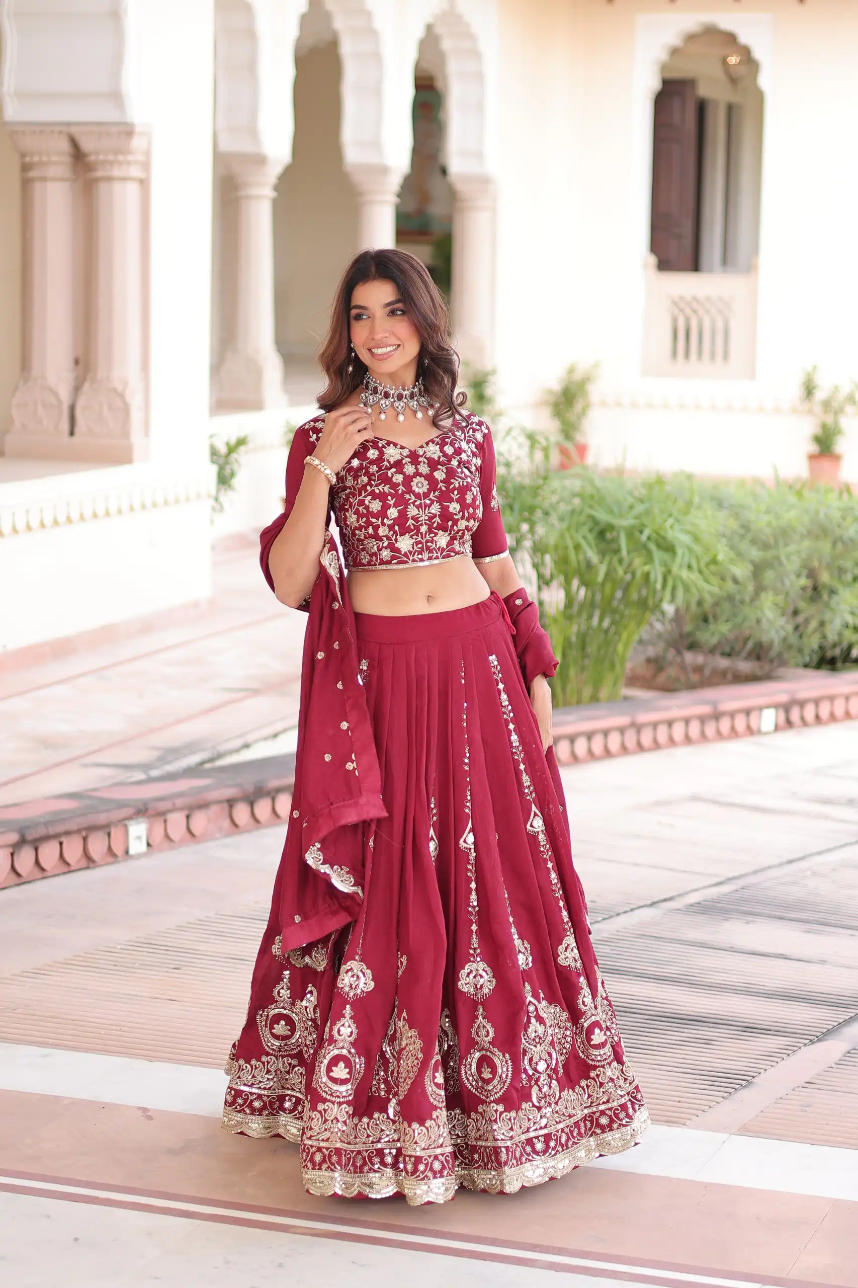 KA 5052 Maroon Vichitra Silk Lehenga Choli Perfect for Wedding, Party, Baby Shower, Cultural Events, Pooja – . Exclusive Offer ₹2599. Delivery 4-6 Wo | Bollywood Lehenga, Creative Lehenga, Designer Lehenga, Embroidered Lehenga, Lehenga, Party Wear Lehenga