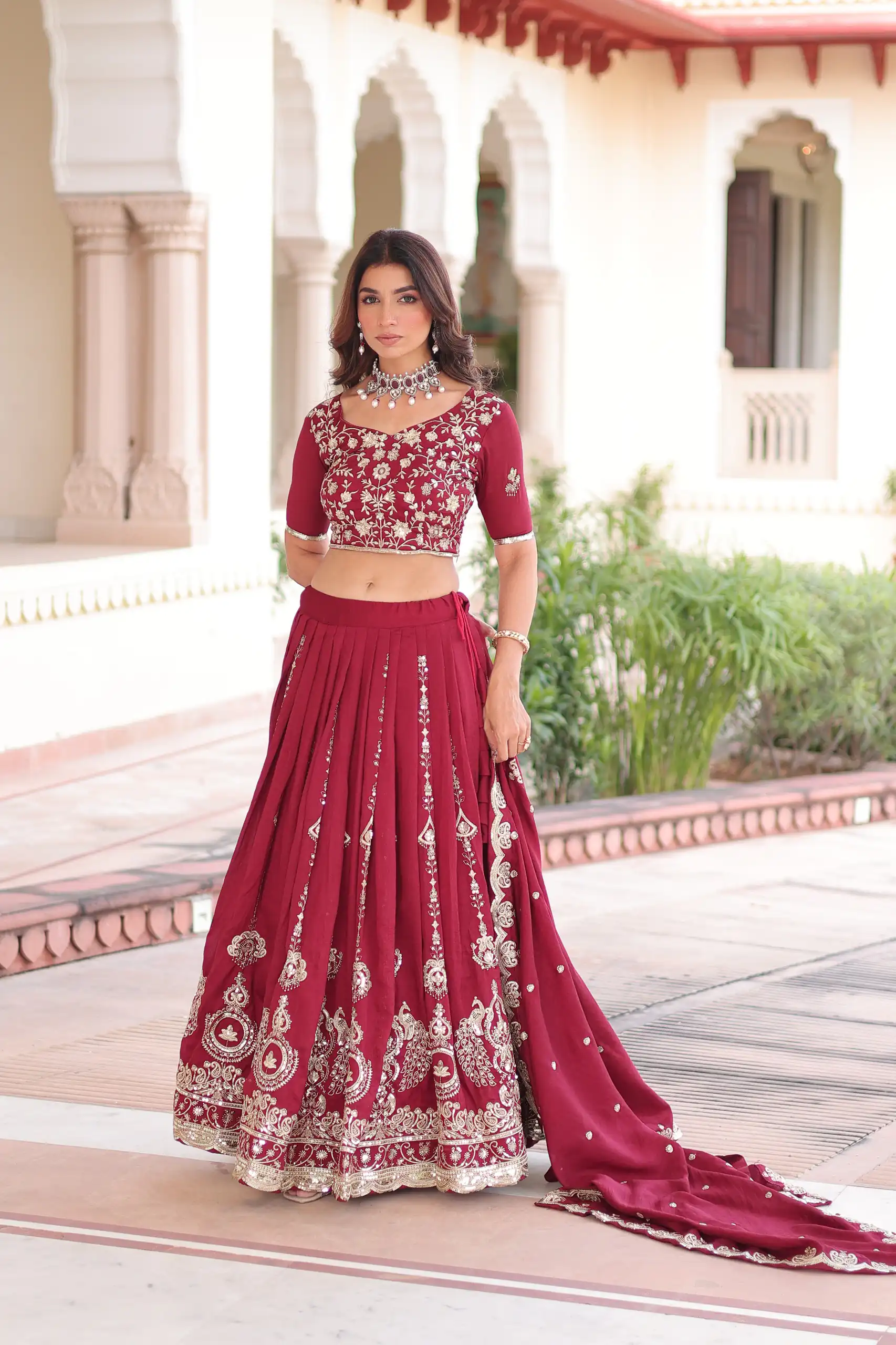 KA 5052 Maroon Vichitra Silk Lehenga Choli Perfect for Wedding, Party, Baby Shower, Cultural Events, Pooja – . Exclusive Offer ₹2599. Delivery 4-6 Wo | Bollywood Lehenga, Creative Lehenga, Designer Lehenga, Embroidered Lehenga, Lehenga, Party Wear Lehenga