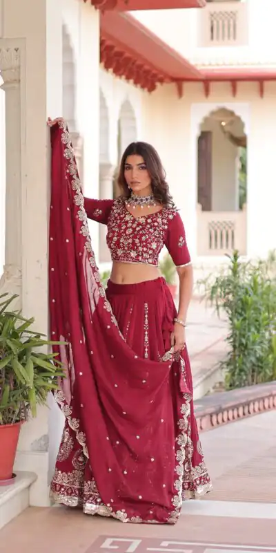 KA 5052 Maroon Vichitra Silk Lehenga Choli Perfect for Wedding, Party, Baby Shower, Cultural Events, Pooja – . Exclusive Offer ₹2599. Delivery 4-6 Wo | Bollywood Lehenga, Creative Lehenga, Designer Lehenga, Embroidered Lehenga, Lehenga, Party Wear Lehenga