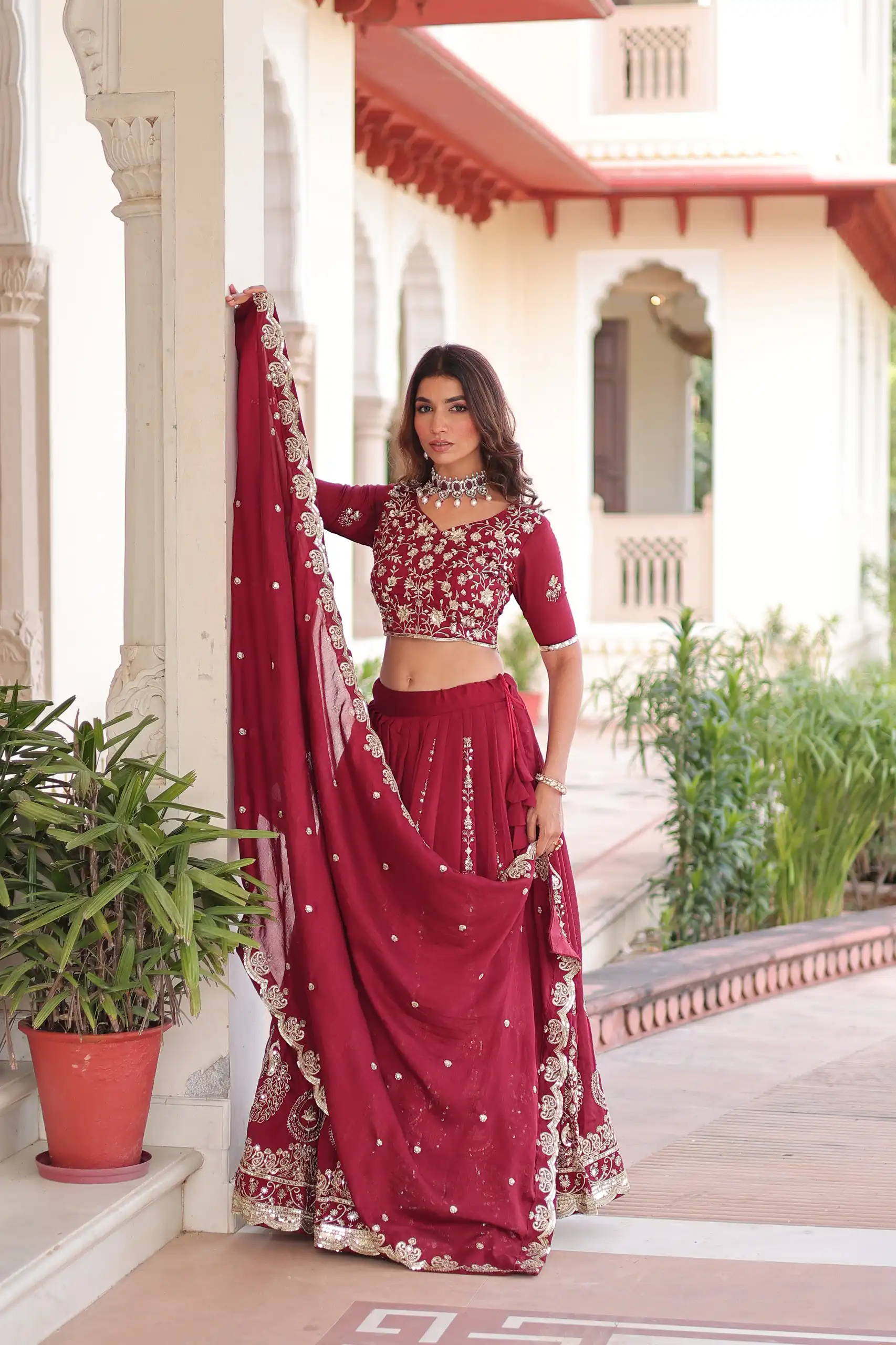 KA 5052 Maroon Vichitra Silk Lehenga Choli Perfect for Wedding, Party, Baby Shower, Cultural Events, Pooja – . Exclusive Offer ₹2599. Delivery 4-6 Wo | Bollywood Lehenga, Creative Lehenga, Designer Lehenga, Embroidered Lehenga, Lehenga, Party Wear Lehenga
