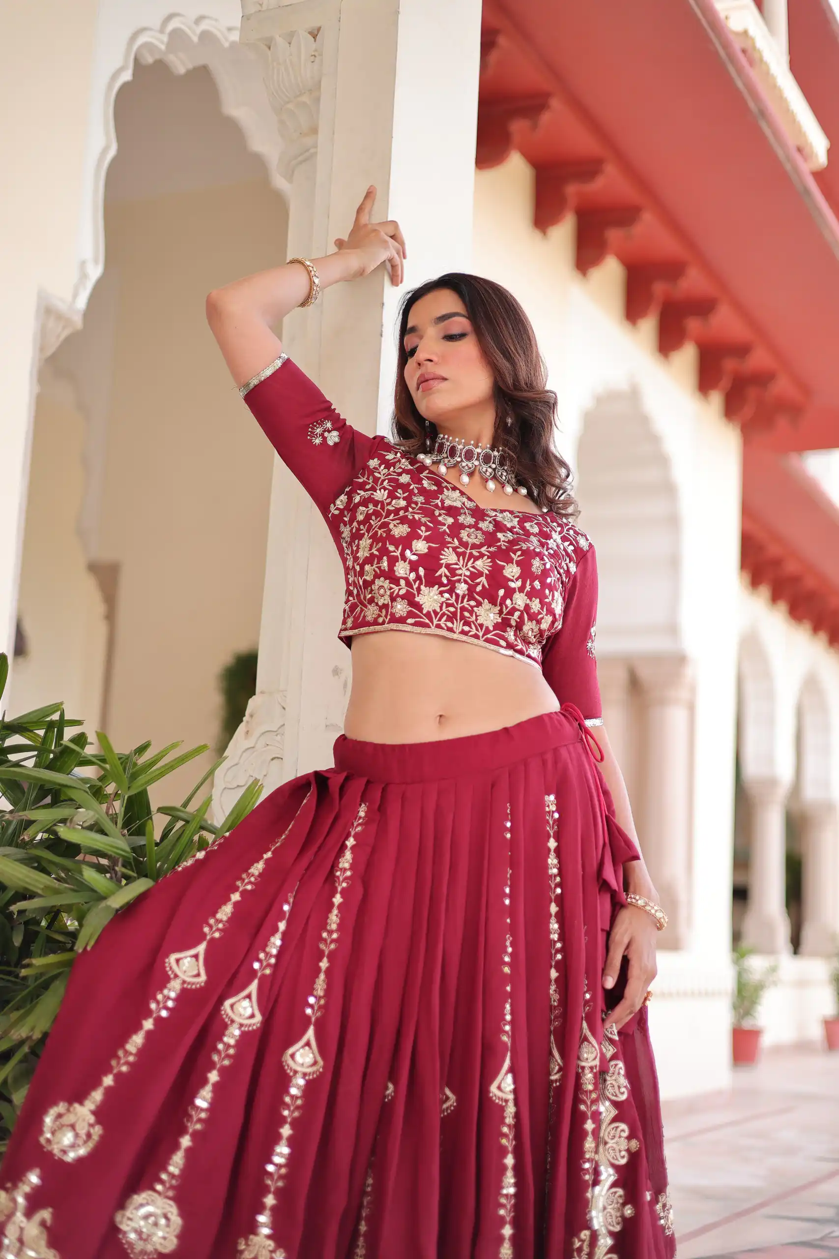 KA 5052 Maroon Vichitra Silk Lehenga Choli Perfect for Wedding, Party, Baby Shower, Cultural Events, Pooja – . Exclusive Offer ₹2599. Delivery 4-6 Wo | Bollywood Lehenga, Creative Lehenga, Designer Lehenga, Embroidered Lehenga, Lehenga, Party Wear Lehenga