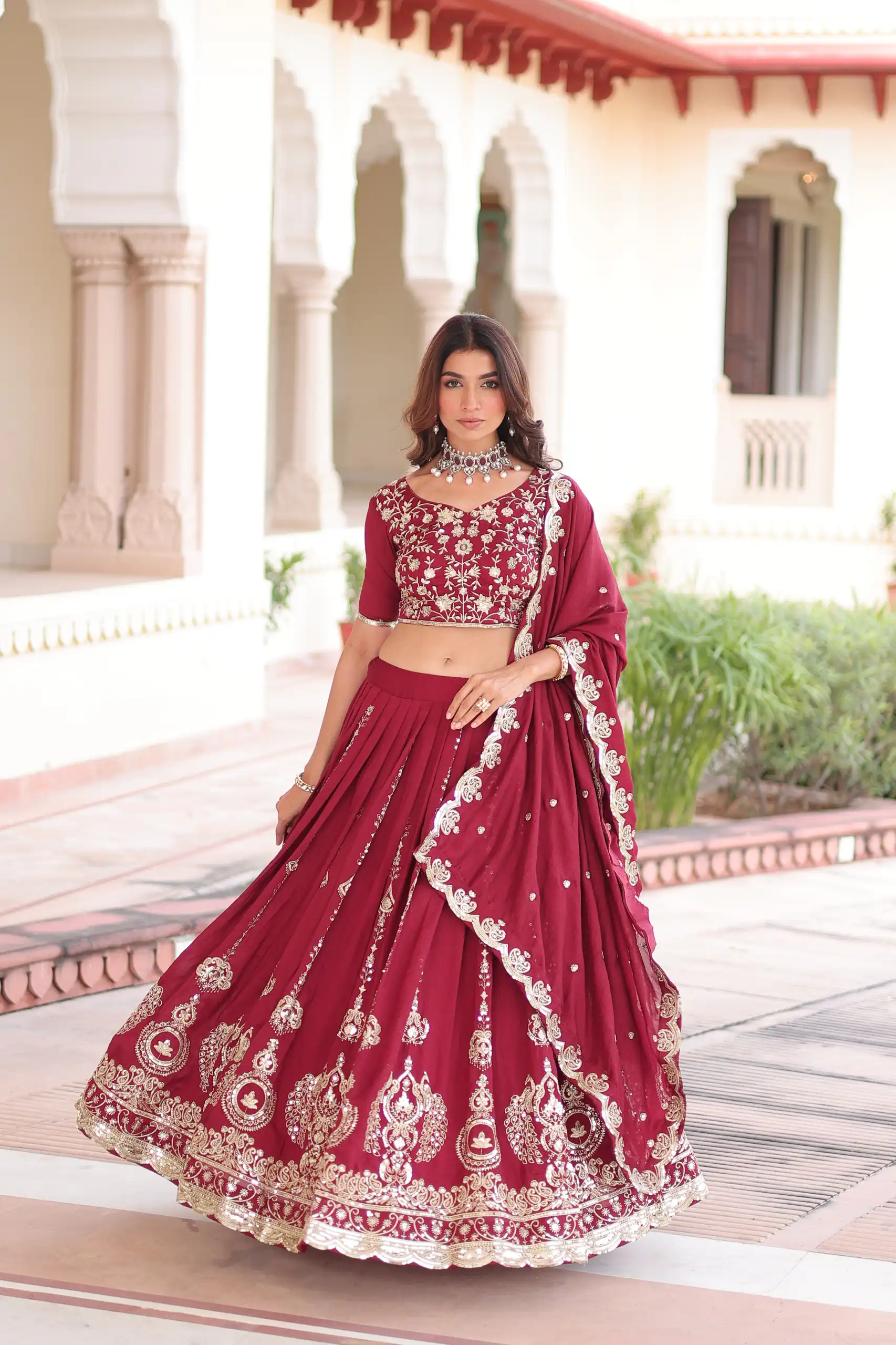 KA 5052 Maroon Vichitra Silk Lehenga Choli Perfect for Wedding, Party, Baby Shower, Cultural Events, Pooja – . Exclusive Offer ₹2599. Delivery 4-6 Wo | Bollywood Lehenga, Creative Lehenga, Designer Lehenga, Embroidered Lehenga, Lehenga, Party Wear Lehenga