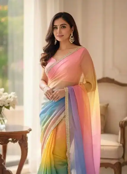 BT 416 Multi Organza Saree with Embroidery Work & Digital Print. Special Price ₹1599. Delivery 4-6 Working Days. Shop now. | Creative Sarees, Embroidered Sarees, Bollywood Sarees, Designer Sarees, Ethnic Saree, Modern Digital sarees, Party Wear Sarees, Sarees