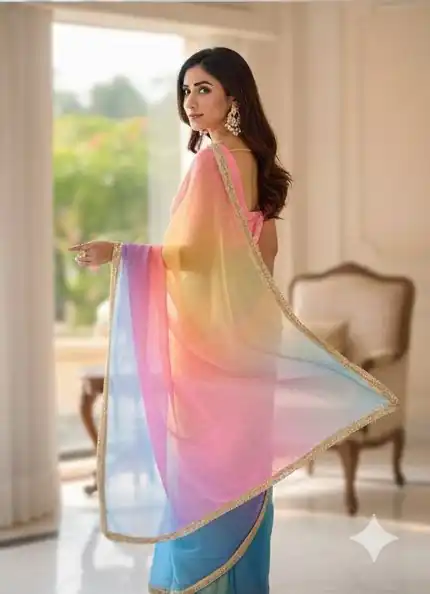 BT 416 Multi Organza Saree with Embroidery Work & Digital Print. Special Price ₹1599. Delivery 4-6 Working Days. Shop now. | Creative Sarees, Embroidered Sarees, Bollywood Sarees, Designer Sarees, Ethnic Saree, Modern Digital sarees, Party Wear Sarees, Sarees