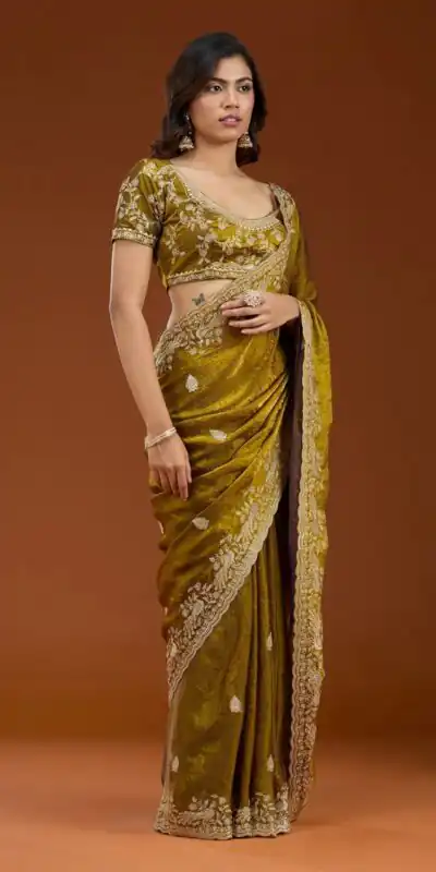 E BT 438 Mustard in Fandy Satin Silk mbroidery Work & Zari Work Saree. Special Price ₹1949. Delivery 4-6 Working Days. Shop now. | Creative Sarees, Embroidered Sarees, Bollywood Sarees, Designer Sarees, Ethnic Saree, Modern Digital sarees, Party Wear Sarees, Sarees