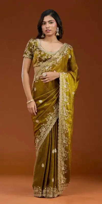 E BT 438 Mustard in Fandy Satin Silk mbroidery Work & Zari Work Saree. Special Price ₹1949. Delivery 4-6 Working Days. Shop now. | Creative Sarees, Embroidered Sarees, Bollywood Sarees, Designer Sarees, Ethnic Saree, Modern Digital sarees, Party Wear Sarees, Sarees