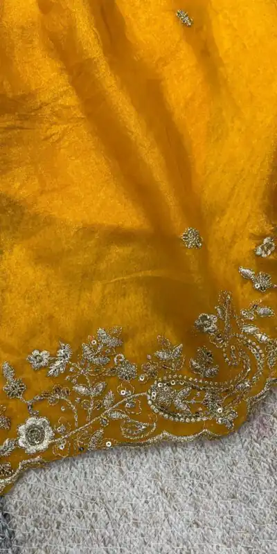 BT 3151 Mustered Fandy Satin Silk Saree with Sequins Work & Embroidery Work. Get it for ₹1949. Delivery 4-6 Working Days. Shop now. | Creative Sarees, Embroidered Sarees, Bollywood Sarees, Designer Sarees, Ethnic Saree, Modern Digital sarees, Party Wear Sarees, Sarees